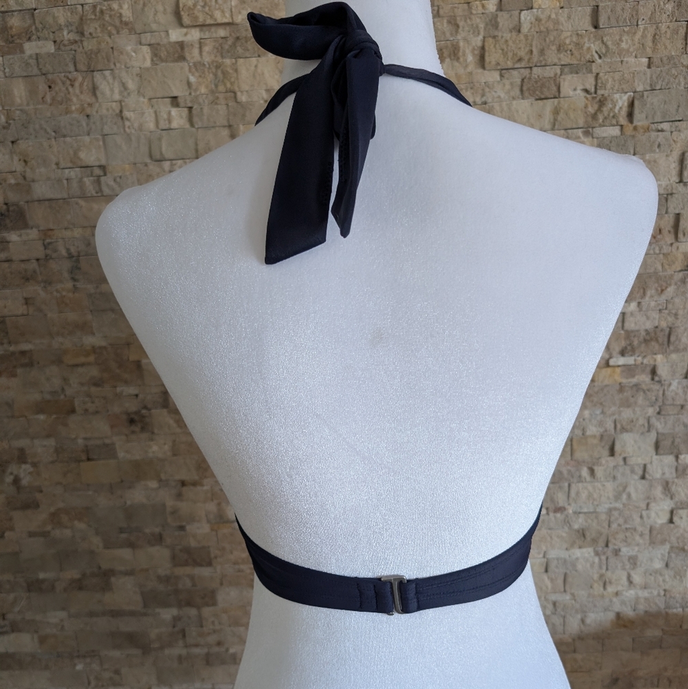 Athleta Swim Set Navy Blue Halter Bikini 34B/C Underwire Top Medium Bottom image 5
